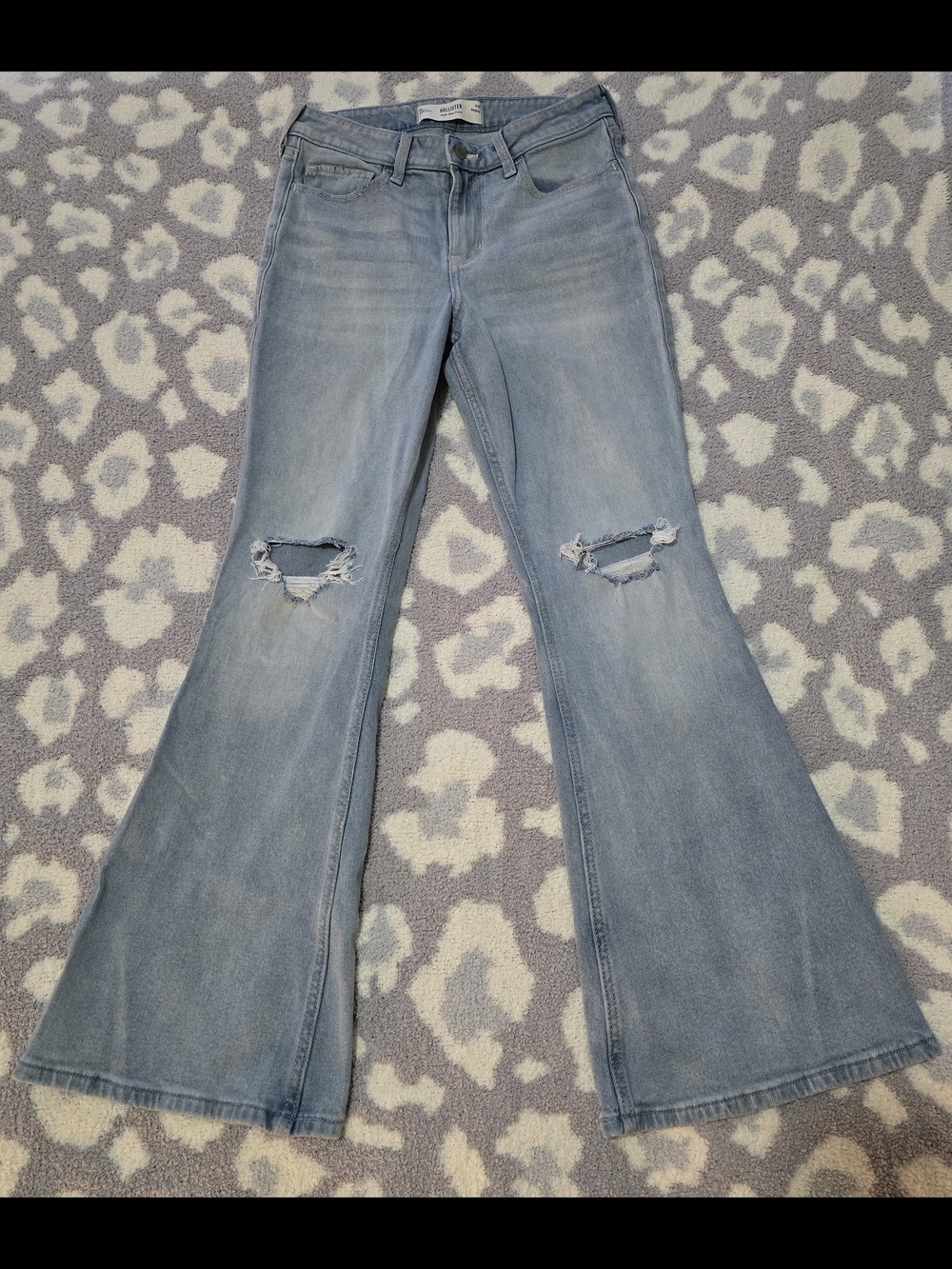 Hollister Light Blue Flared Distressed Jeans 6R